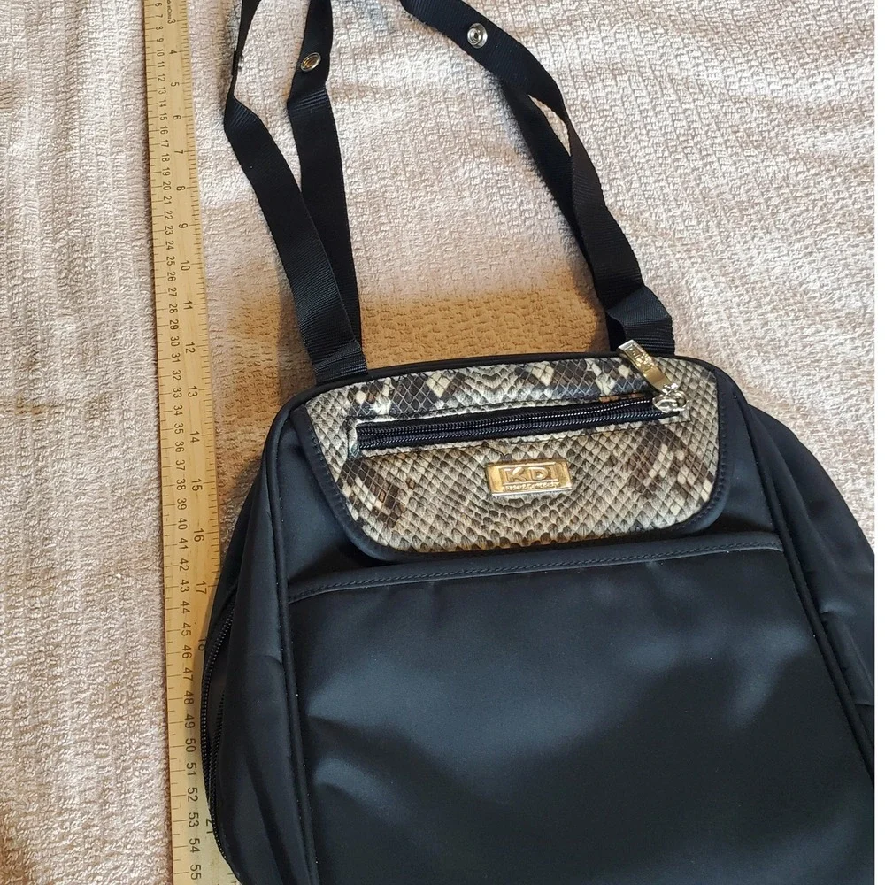 KD Kicker & David Black Nylon‎ Travel Organizer diaper Toiletry Bag Snakeskin